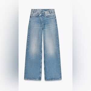 ZARA - TRF HIGH WAIST CROSSOVER WAIST WIDE LEG JEANS